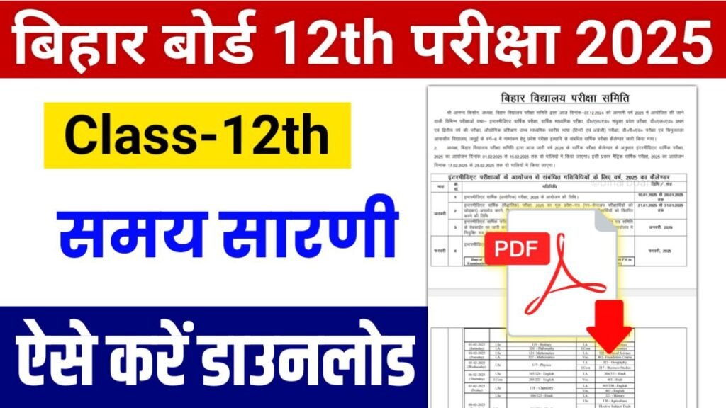 Bihar Board 12th Exam Date 2025